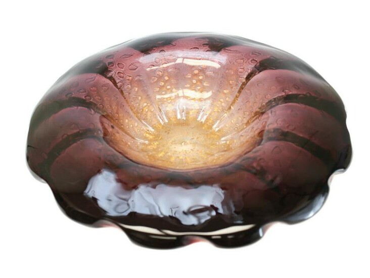 Amethyst Controlled Bubble Glass Bowl, Barovier