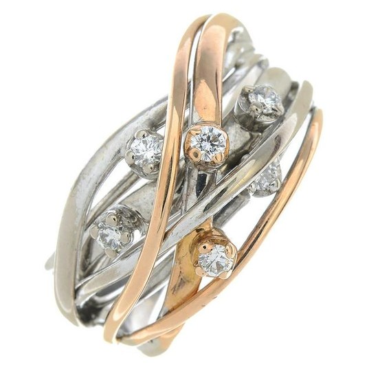An 18ct gold diamond dress ring.Estimated total diamond