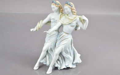 An Art Deco style Rosenthal porcelain figure group "Gleichklang" ("Harmony" (Dancing Girls))