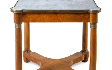 An Empire Style Burlwood Marble-Top Table