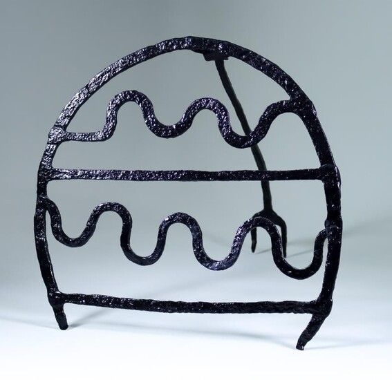 An Irish Wrought Iron Bread Iron or Harnen Stand,...
