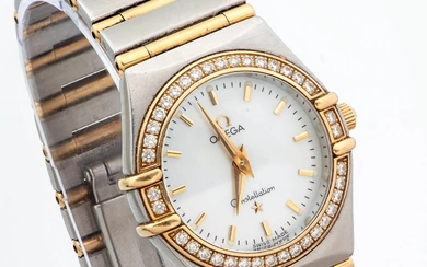 An Omega Constellation Gold and Diamond Bezel Ladies' Wristwatch