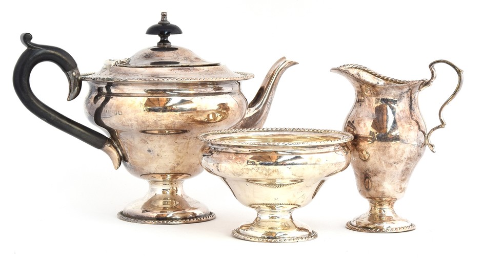 An early 20th century three piece silver tea set by Williams...