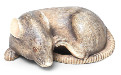 An ivory netsuke of a rat