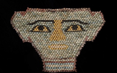 Ancient Egyptian faience beads funerary mask with Spanish export license - 13.2 cm