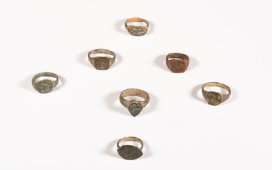 Ancient Roman and Later copper-alloy Ring Collection (7) Rings