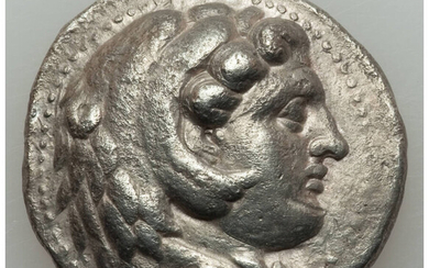 Ancients: , MACEDONIAN KINGDOM. Alexander III the Great (336-323 BC). AR tetradrachm (27mm, 16.76 gm, 2h). VF, graffiti, scuff....