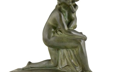 André Huguenin Dumittan - Susse Frères - Art Deco sculpture in bronze mother and child