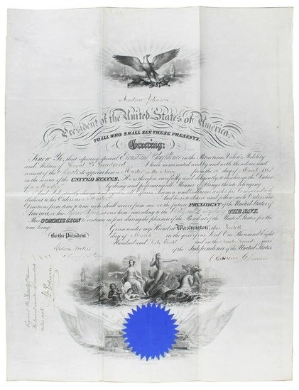 Andrew Johnson Signed 15.75x19.75 1868 Military Appointment BAS #AB77735