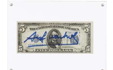 Andy WARHOL (1928-1987), billet de 5 $ des USA, représentant Abraham Lincoln