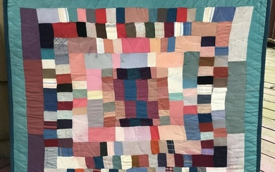 Antique 20th C American Handmade Quilt w Stretcher