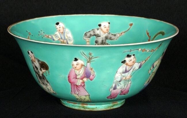Antique Chinese Boys Bowl