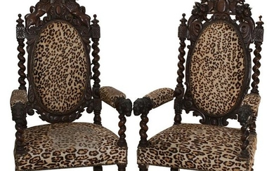 Antique French Wooden Throne Chairs