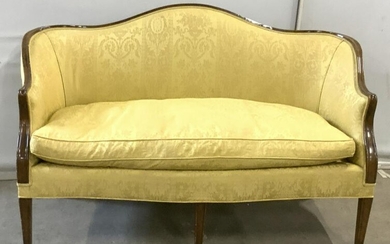 Antique Gold Silk Upholstered Loveseat