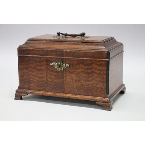 Antique early 19th century mahogany tea caddy, swing handle,...