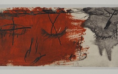 Antoni Tapies (1923-2012) - Portrait expressif en rouge
