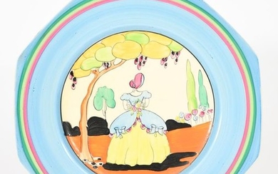 Applique Idyll' a Clarice Cliff Bizarre plate, painted...