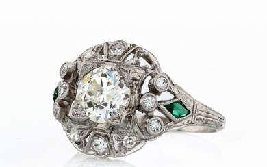 Art Deco 1.04 carat Old European Cut Diamond J/VS2 GIA Ring