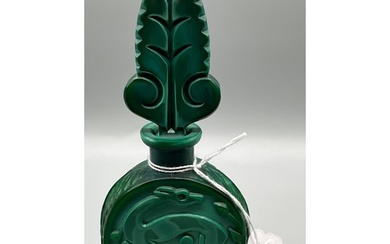 Art Deco Bohemian Malachite Glass collectable perfume bottle...