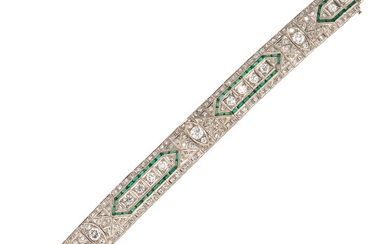 Art Deco Platinum and Diamond Strap Bracelet