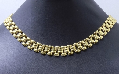 Articulated necklace in gold 750 thousandths, links grain...