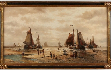Auguste Musin Dutch Marine Oil Painting 1876