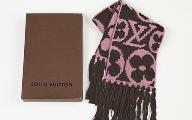Authentic Louis Vuitton Logo Knit Wool Scarf