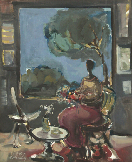 Avinoam Kosowsky (b.1949) - Woman in the Window, Oil on Canvas.