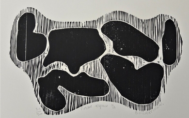 BOGRATCHEW Claude (1936-) «Forme espace 3 ». Gravure sur bois originale. Justifié 29/30 en bas...