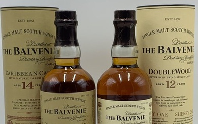 Balvenie - 14yo Caribbean Cask - 12yo DoubleWood - Original bottling - 70cl - 2 bottles