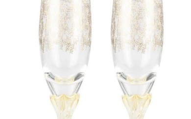 Barocco Elegance: Set of Two Champagne Murano Glass Baroque Flutes