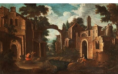 Bartolomeo Pedon, 1665 – 1732, zug., ARCHITEKTURLANDSCHAFT MIT TORBOGEN