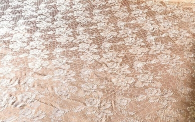 Bedspread with gold and copper damask fabric - Mid-Century Modern - Mixed silk and cotton - Second half 20th century