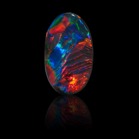 Black Opal with Red "Straw" Pattern