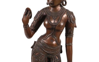 (-), Boeddha zgn. Parvati, gepatineerde bronzen sculptuur