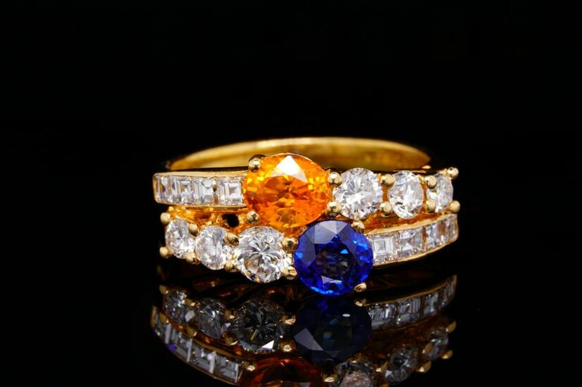 Boucheron 1.00ctw Diamond, 0.90ctw Sapphire 18K Ring