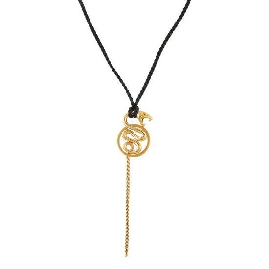 Boucheron Gold Serpent Pendant Cord Necklace, France
