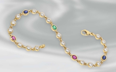 Bracelet: very fine gold bracelet with emerald-, ruby-,...