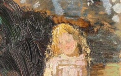 British School, mid/late-19th century- Portrait of a girl standing full-length, unfinished, (recto), Reclining figure, (verso); oil on panel, 92.6 x 9.8 cm (unframed)