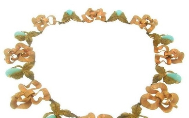 Buccellati Turquoise Rose Yellow Gold Necklace