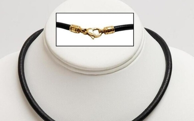 Bulgari 18K Yellow Gold Leather Cord Necklace