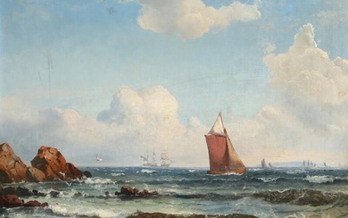 C. F. Sørensen (b. Samsø 1818, d. Copenhagen 1879) “Marine med sejlskibe...