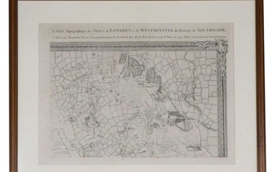 CARTE Topographique des VILLES de LONDRES et de WESTMINSTER, du BOURG de SOUTHWARK