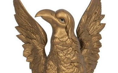 CARVED WOODEN EAGLE America, Late 19th/Early 20th Century Height 30.25”. Width 17.5”.