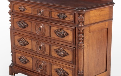 C.H. Johnson Furniture Renaissance Revival Walnut Four-Drawer Chest