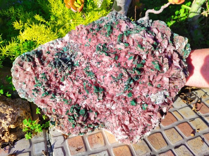 COBALTOAN-DOLOMITEwith MALACHITE rhombohedral crystals - 34×23×10 cm - 6.3 kg - (1)