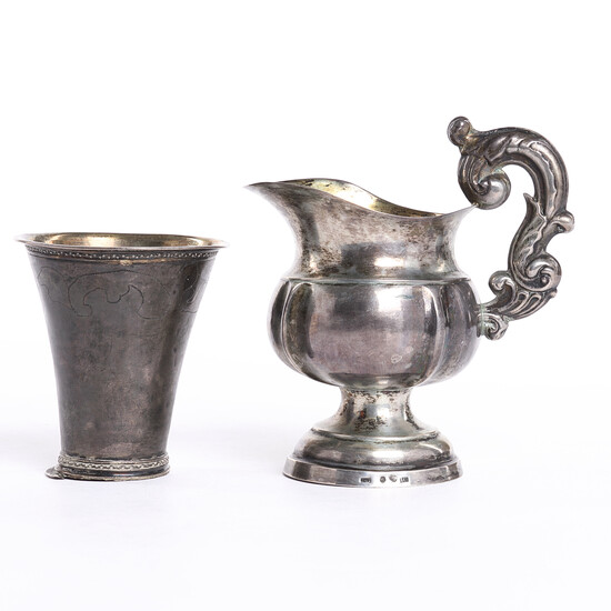 CUP, CREAM POT, silver, 17 / 1800s.