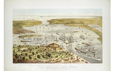 CURRIER & IVES. The Port of New York. Birds Eye View From The...