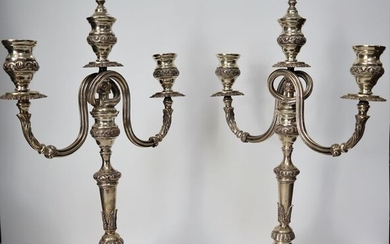 Candelabrum, Pair of candelabra 40cm (2) - .833 silver - Portugal - Mid 20th century
