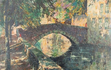 Charles VERBRUGGHE (1877-1974) 'Meebrug, Bruges' a
